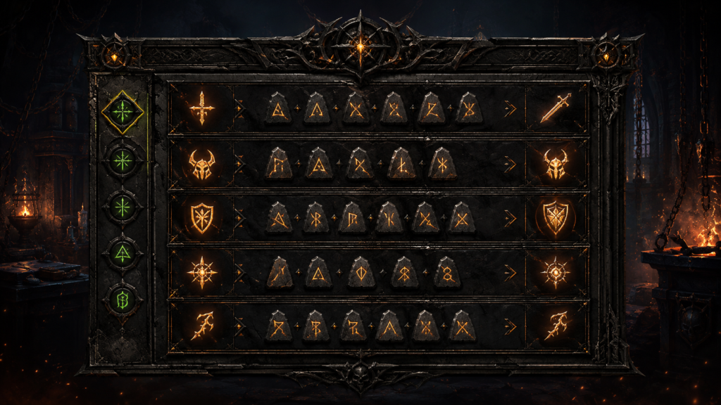 Runewords Info UI Panel for D2RMM in-game runewords reference