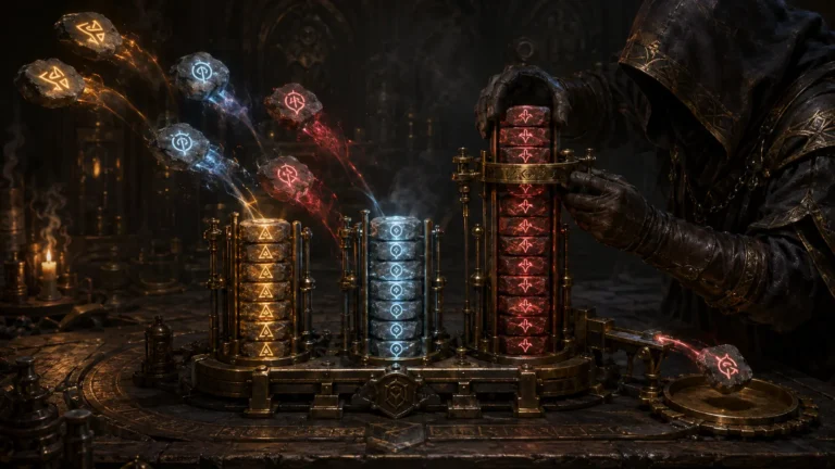 Stackable Runes for D2RMM showing identical glowing rune stones collected into organized configurable stacks